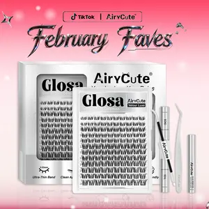 Glosa | AiryCute Velour Luxe Collection Upgrade U Lashes with Ultra-Dense, Waterproof, Long-Lasting Lashes | Vivi | Natural Daily | Beginner-Friendly DIY Lashes for a Flawless, Voluminous Look | Trendy & Must-Have Clusters