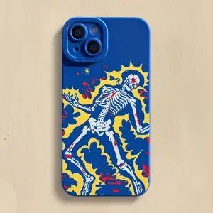 Lightning Skull Design TPU Case for iPhone 17 Pro Max 16 16e 15 14 Plus 13 12 Mini 11 Air X XS XR Straight Edge Drop-Resistant Rugged Durable Cover Shell Gift 2D printing
