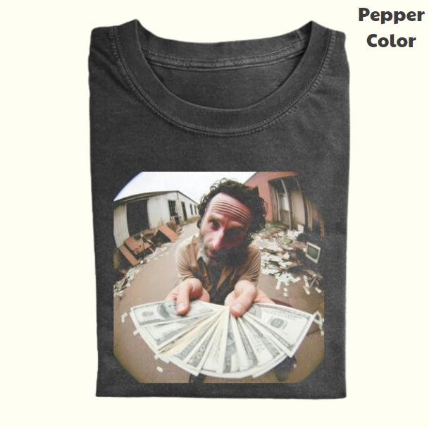 The Walking Dead Vintage Graphic Tee, Rick Grimes Dollar T-Shirt, Unisex Meme Cringe Funny Dumb Shirt, Menswear Womenswear Streetwear