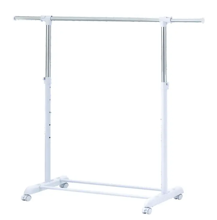 Adjustable Metal Rolling Garment Rack with Wheels, Chrome & White Clothes Organizer, Portable Clothing Rack for Bedroom, Closet & Home