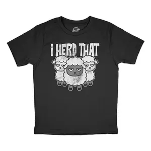 Toddler Funny T Shirts I Herd That Sarcastic Sheep Graphic Novelty Joke Tee For Young Kids Funny Toddler Shirts Funny Animal Apparel Childrens Graphic Tees Black - I
