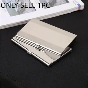 Stainless Steel Business Card Holder, 1 Count Creative Design Exquisite Business Card Box, Desk Organizer for Home Office School, Office Supplies Holder