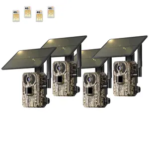 4G LTE Cellular Trail Camera with Solar Panel, Remote Phone Access and Playback, 2.7K Image, 0.2 Second Trigger Time, Night Vision, Internal SIM Card, Outdoor Hunting Camera for Farm/Garden/Ranch