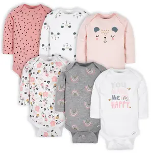 Gerber Baby Girls' Long Sleeve Onesies Bodysuits - 6-Pack
