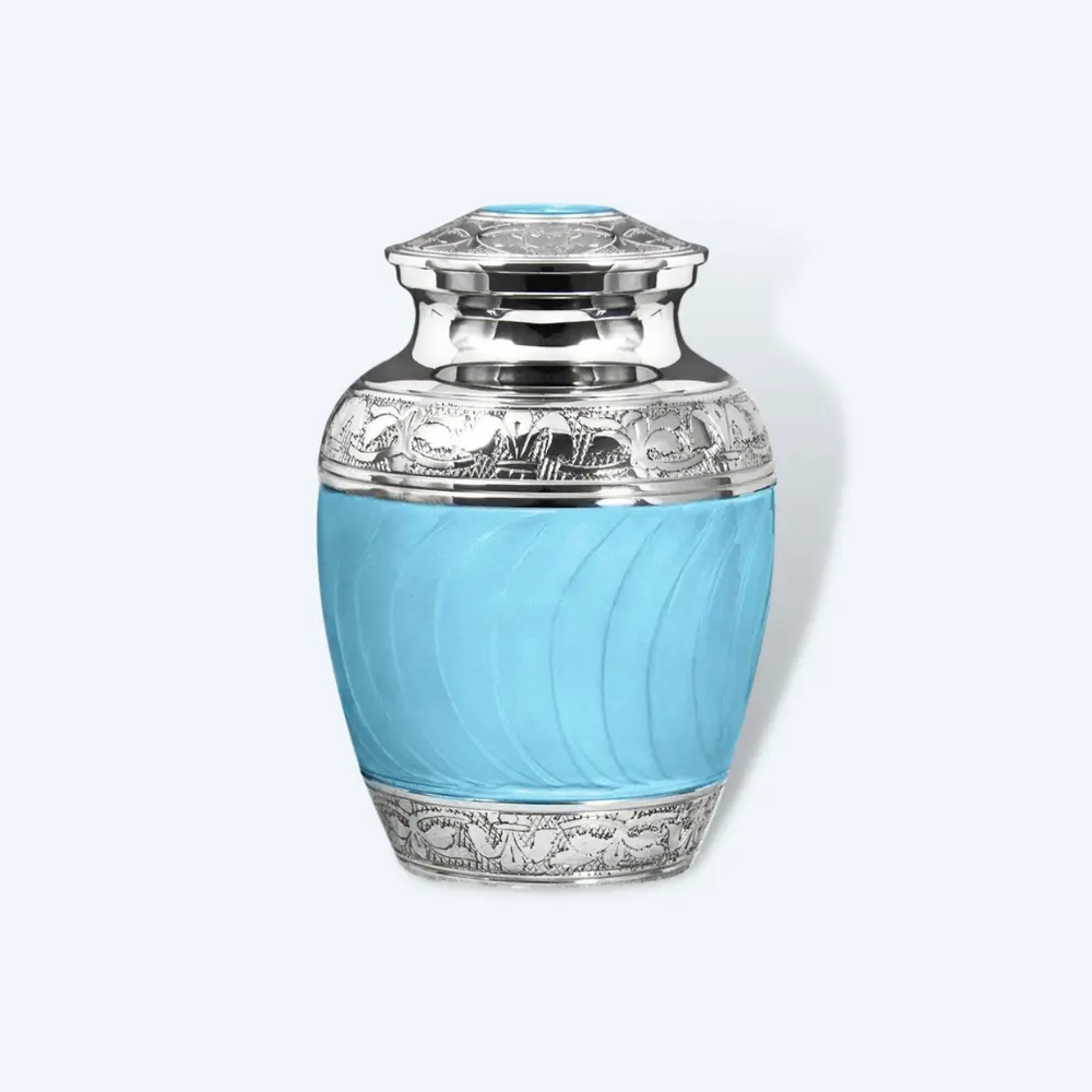 Hugs and Kisses Brass Cremation Urn (Blue or Pink) Hugs and Kisses Brass Cremation Urn (Blue or Pink)