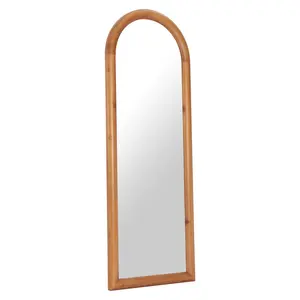 360 Stand 66 in. Natural Solid Wood Arch Framed Full Length Mirror - Elegant Home Decor, Glass for Reliable Reflection, Easy Wall Mount & Installation