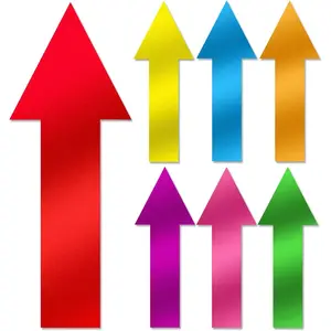 8 Inch Arrow Sticker 46 Pack, Adhesive Directional Sign Arrow Floor Decal Multicolor Waterproof Stickers Marking Arrows Safe Road Instructions Sticker for Floor Wall Applications