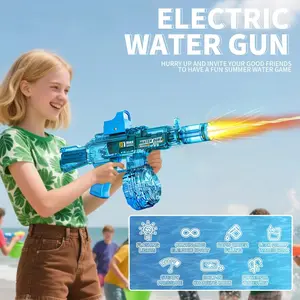 Automatic Squirt Gun with Muzzle Flash, Rechargeable Motorized Water Blaster 32FT Range, High Capacity Outdoor Summer Toy for Family Picnic Backyard Pool Beach
