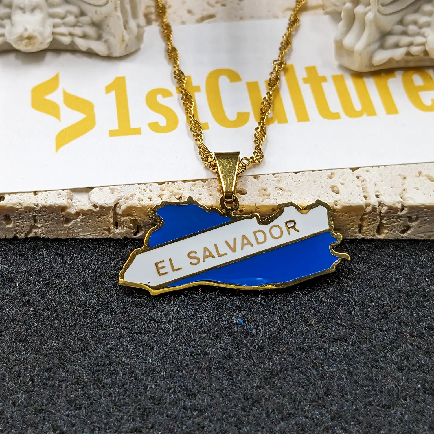 Necklace El Salvador, Jewelry, Flag, Map