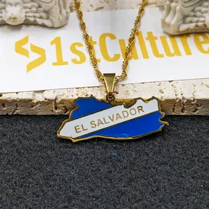 Necklace El Salvador, Jewelry, Flag, Map