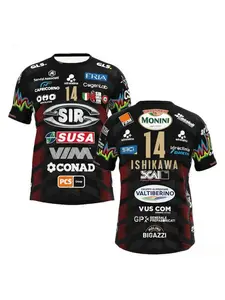 2025Men Men's and Women's No.14 Volleyball Shirt Sir Safety Perugia T-shirt Match Shirt Beach T-shirt Ishikawa Home Champion Sportswear