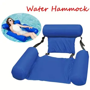 A must-have for summer: thick-walled, ultra-durable, lightweight inflatable floating pool water hammock, beach water sports lounger, pool water sports lounger with mattress.