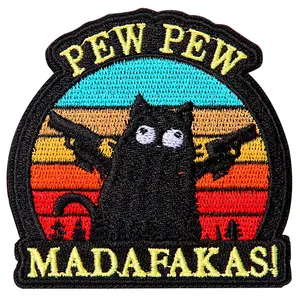Cartoon Cat Pattern Patch, 1 Count Funny Embroidered Hook & Loop Morale Patches, Cute Meme Appliques for Backpacks, Trucker Hats, Dog Harnesses, Vests, Jackets, Embroidery Craft