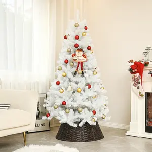 6ft Unlit Artificial White Christmas Tree, Holiday Decor with 1000 Branch Tips, Auto-Open Function, and Steel Base