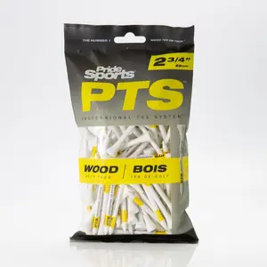 PrideSports PTS Wood Golf Tees | 100 Count, 2-3/4 Inch | #1 Wood Tee on Tour | Best for Drivers & Woods