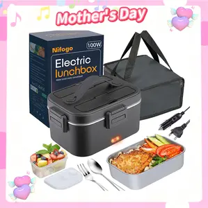 Mother's Day Gifts Electric Lunch Box Heater, 1.5L (Single Serve) / 1.8L (Family Size) with Insulated Bag ,12V/24V/110V (Car/Home), Self-Heating for Work, Travel, Includes Spoon & Fork for On-the-Go Convenience