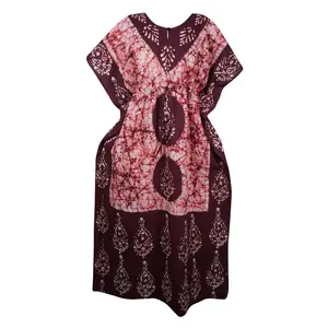 Kaftan Maxi Dress Summer Batik Maroon Caftan Kaftan Lounger L-3XL