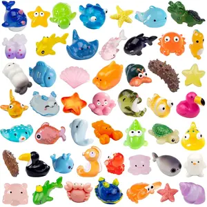 50pcs Mini Ocean Resin Animals Cute Miniature Figurines Resin Charms for Desk Decoration and Hiding