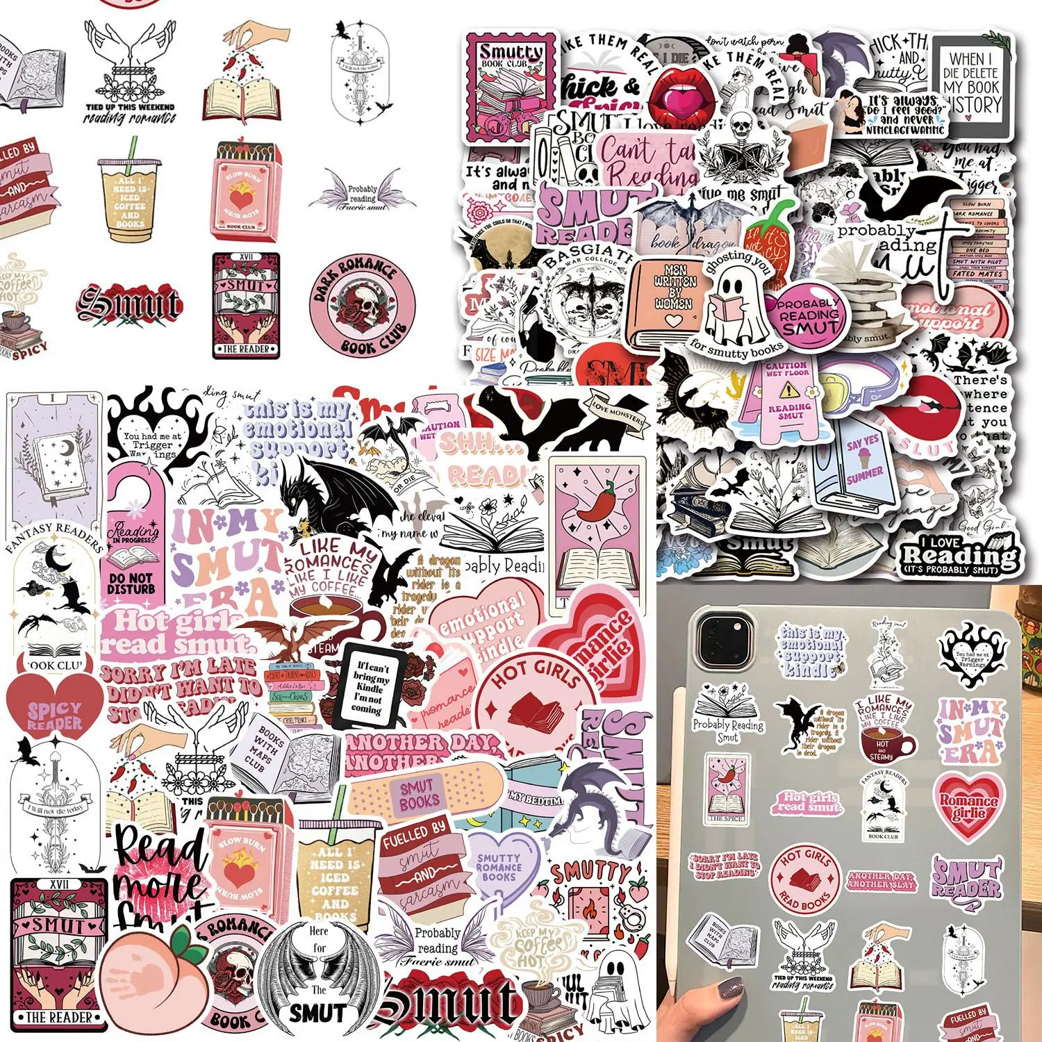 Book Themed Sticker, 100pcs/set Cute Waterproof Vinyl Decals, Decorative Sticker for Kindle, iPad, Laptop, Ebook Readers & Water Bottle