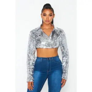 Baddie Sequin Cropped Jacket