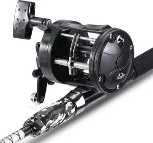 Conventional Reel and Fiberglass Fishing Rod Combo, Medium Heavy for Catfish Angling