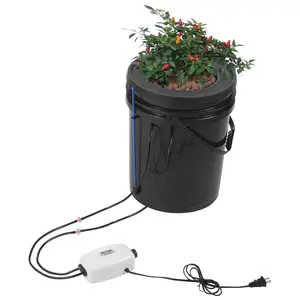 Summervibes VEVOR DWC Hydroponics Grow System, Hydroponic Growing System with Top Drip Kit, 5-Gallon Deep Water Culture with Air Pump, Air Stone and Water Level Device for Leafy Vegetables(1 Bucket+Top Drip Kit)