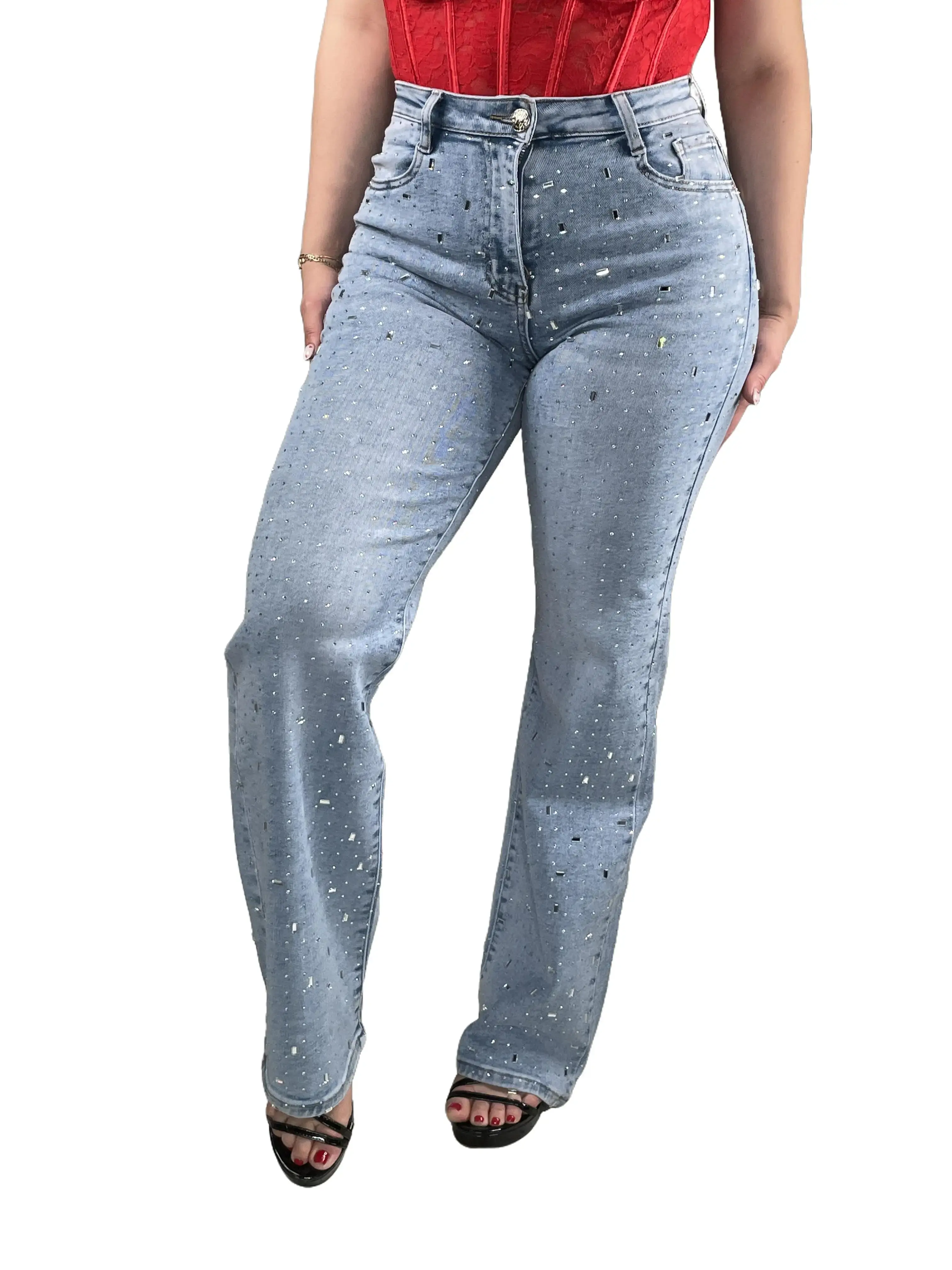ladies rhinestone jeans - TikTok Shop