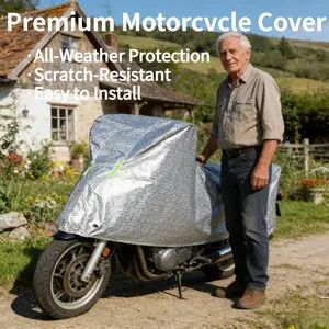 New Heavy Duty Motorcycle Cover All Season Outdoor Protection, Durable Oxford Fabric with Reflective Strips & Lock Hole, Anti-Scratch UV Block Fit Most Motorcycles & Scooters