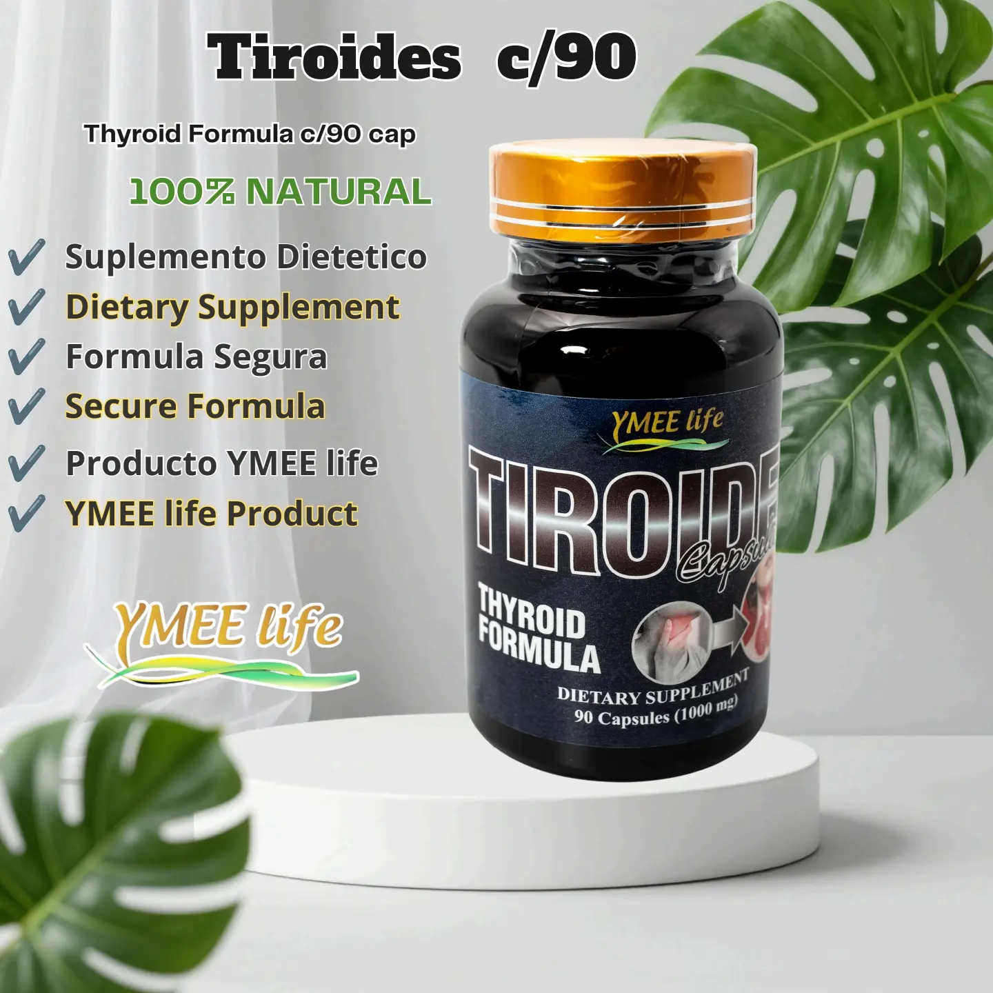 Herbal Thyroid Support Dietary Supplement - 90 Capsules, Safe Thyroid Boost, Natural Metabolism Support, Vitamins, Minerals & Botanical Extracts for Hormonal Balance