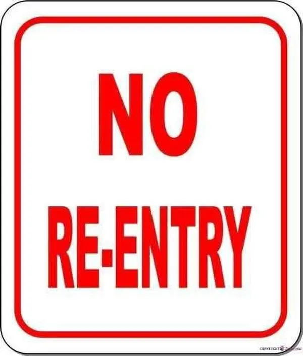 New abc276 8x12inch Rectangle Tin Sign - No Re-entry Novelty Art Plaque, 2 Pc Wall Sign for Garage Home Decor (Indoor/Outdoor Use)