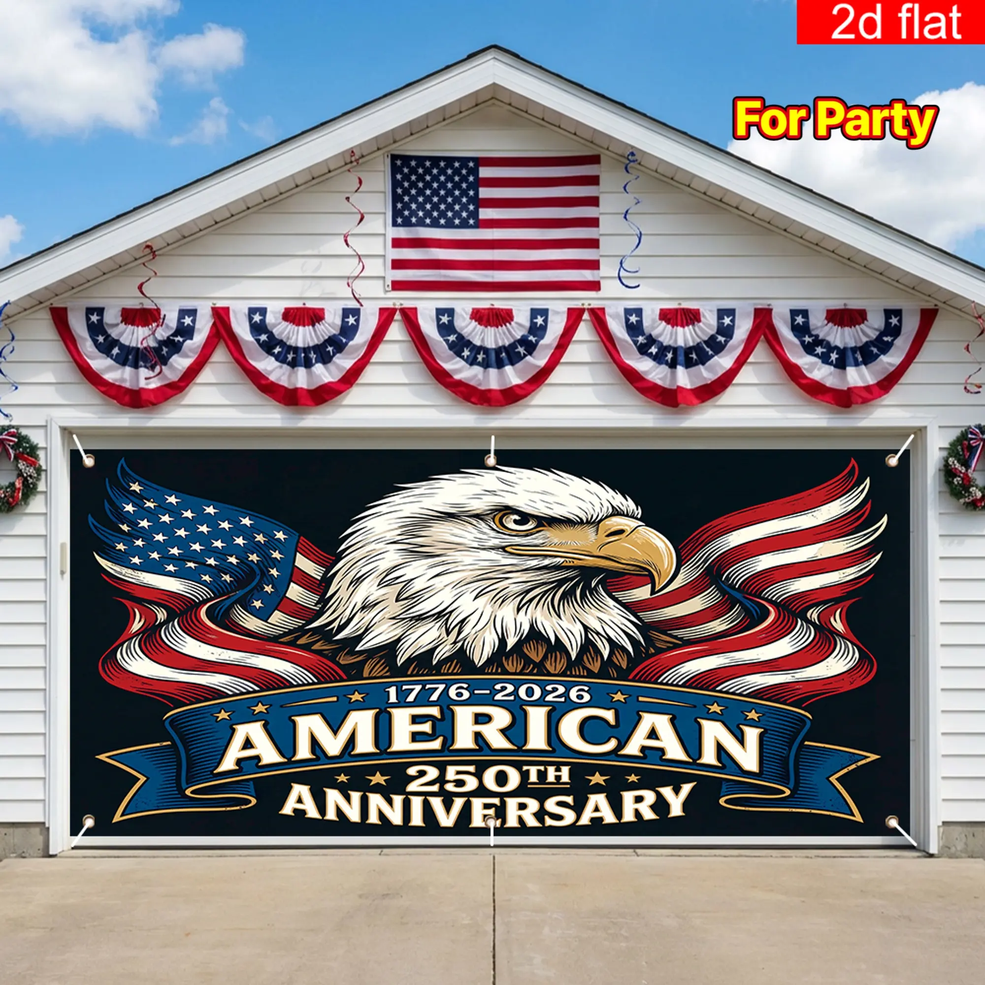 American 250th Anniversary Eagle Flag Photography Backdrop - Premium Polyester Patriotic Tapestry Wall Hanging, Decoration Artwork Print for Independence Celebration, Wedding, Home Garage Party Supplies, Lightweight