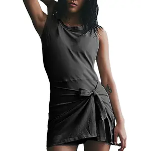 Womens Sleeveless Workout Athletic Rompers short jumpsuits Zipper Back Pocket Onesie