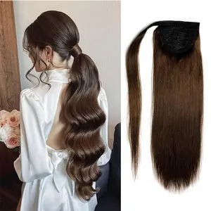 Royaomis 12in Real Hair Ponytail Extension Human Hair Fake Ponytail Hair Extensions Wrap Ponytail Human Hair Ponytail Hairpiece for Women（12-2#）