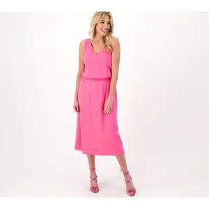 Belle by Kim Gravel Regular Slub Knit Smocked Waist Dress