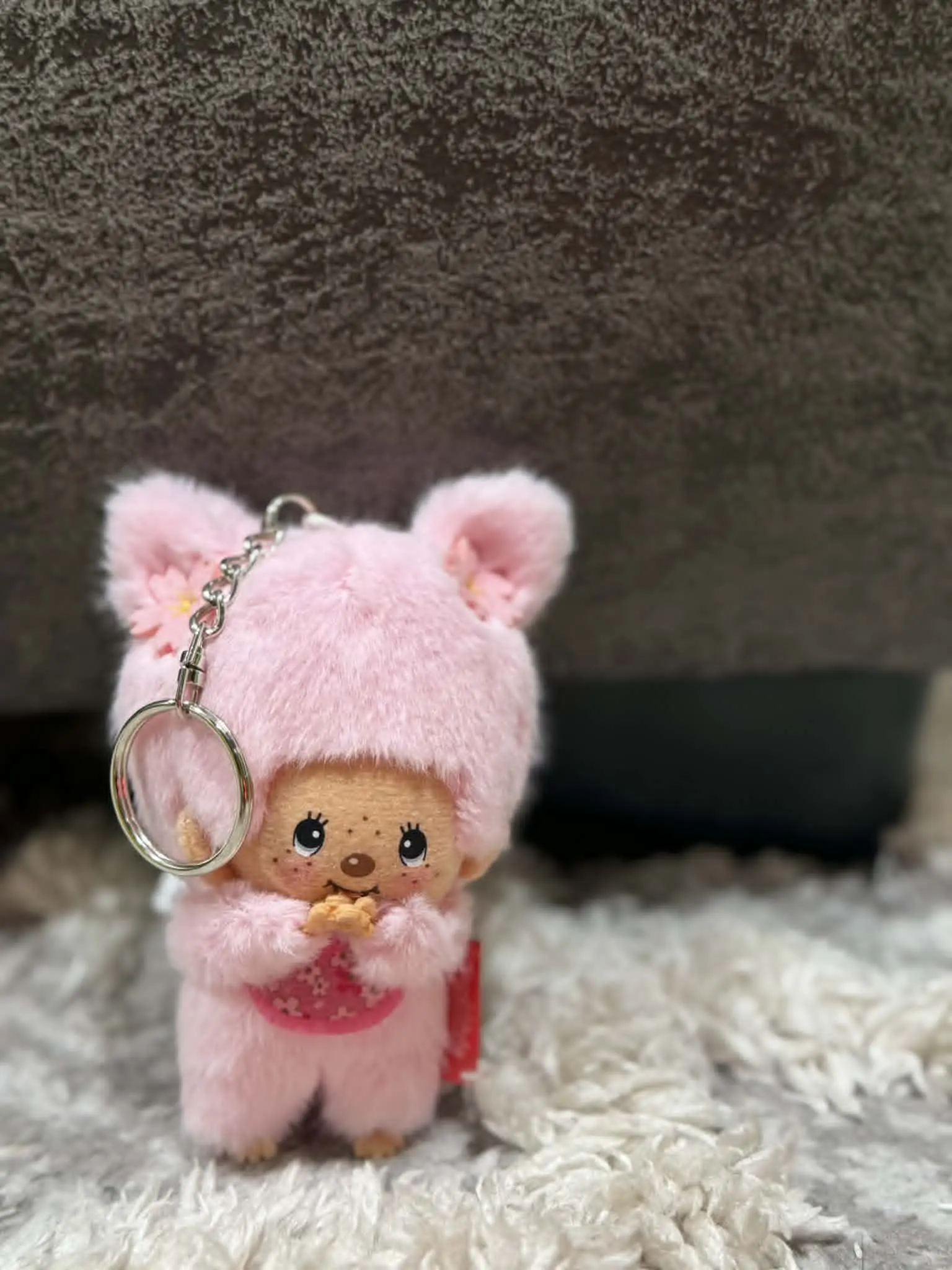 Pink Monchichi Fashion Keychain, Stylish Accessory for Daily Use