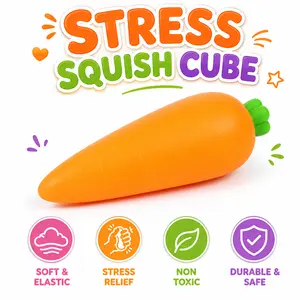 Toymendous Squishy Carrot - 11.5 Inch Stress Relief Toy for Kids Teens & Adults - Non Toxic Material - Squeeze Stretch Twist - Ideal for Sensory Play