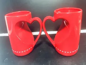 Krispy kreme doughnuts valentine red heart shaped coffee mug hot chocolate  tea