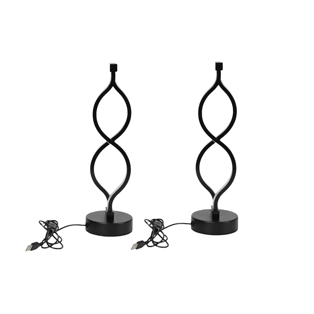 2-Pack Black No.8 Twisted Infinity LED Desk Lamp - USB Plug-in Hollow Curved Spiral Lamp, Warm Ambient Glow LED Lights, Indoor Decor for Bedroom, Office Desktop Holiday Gift, Indoor Use