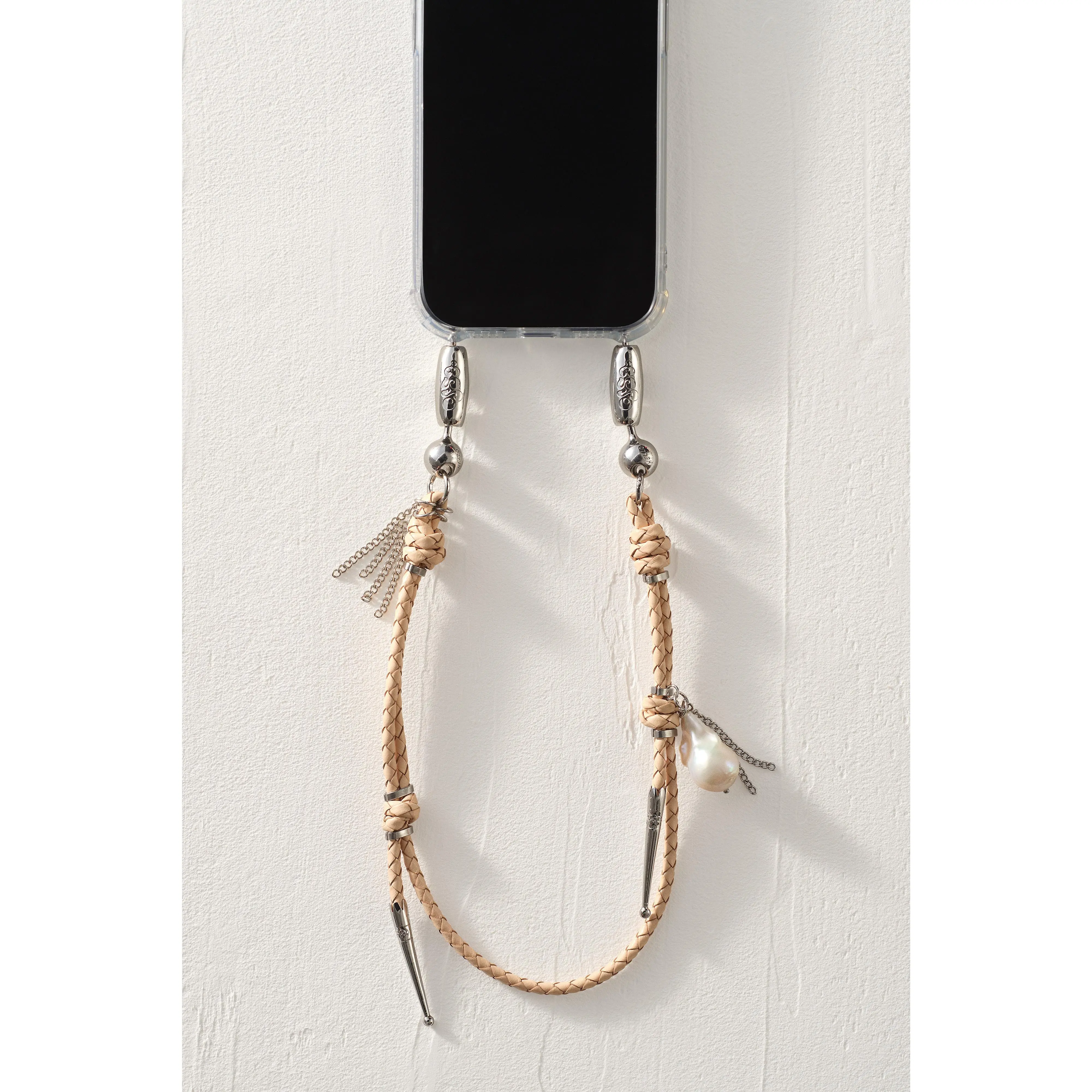 Leather and Pearl Bolo Wristlet