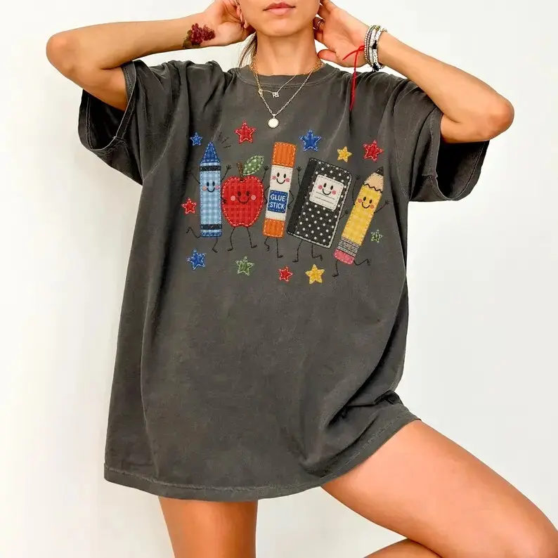 Comfort Colors PRINTED Teacher Life TShirt, School Supplies Graphic Tee. Back to School T-Shirt