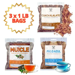 Herbalista Viral Loose Bark Tea Bundle - Muicle 1 Lb + Palo Azul 1 Lb + Cuachalalate 1 Lb - Herbal Trio combo Beverage