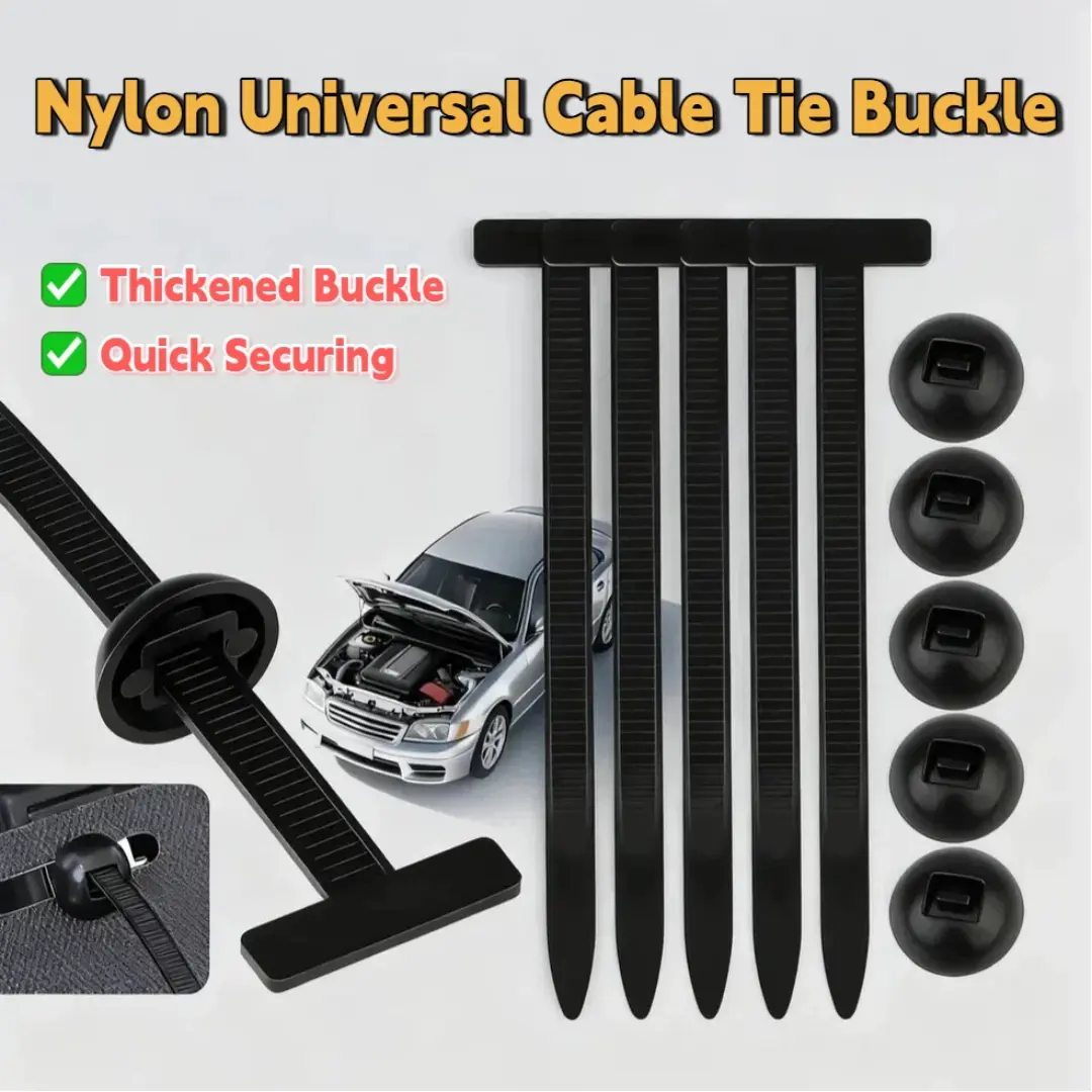 100pcs Nylon Universal Cable Tie Buckle, Cable Tie with Buckle, Multipurpose Plastic Cable Ties, Nylon Zip Ties Holder, Heavy Duty Self-Locking, Buckles Tool for Car Daily Repair (20PC)
