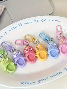 6Pcs Cute Holey Shoe Keychain Set, Creative Resin Slide Buckle, Perfect Gift for Couples and Friends, Hang on Bags and Backpacks