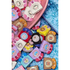 Kawaii Rotary Phone Bead Charm | Retro 80s Bracelet Beads | 10-Pack Mixed Colors