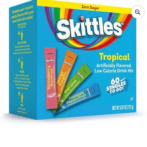 Skittles Zero Sugar Tropical Powdered Drink Mix Variety Pack, 60 pk.