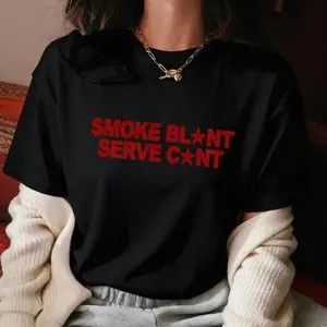 Women's Smoke Blunt Or Service Round Neck Crop Tee Casual Slim Fit Short Sleeve T Shirt Ladies Summer Wear for Daily Casual Top