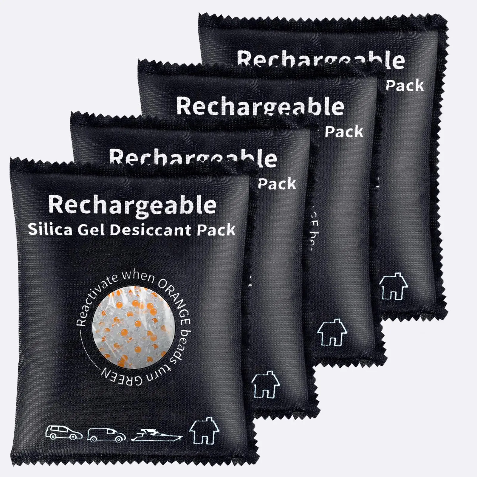 Rechargeable Desiccant Packs, Reusable Car Dehumidifier, Microwave Reactivated Silica Gel, Moisture Absorber with Color Indicator, Moisture Absorbing Packets, Dehumidifier Bags, Microwave Reactivation