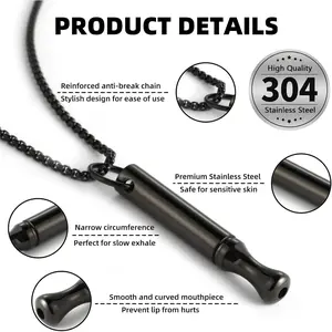 Breathing Necklace for Anxiety Relief Quit Smoking Tools Breathe Easy Necklace Stop Smoking Aids Breathlace Necklace Fum Vaporless Inhaler Breathless Anxiety Necklace for Women/Men
