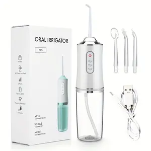 Rechargeable Water Flosser, Portable Oral Irrigator with 4 Counts Jet Tips, Waterproof Teeth Cleaner, 3 Modes Teeth Cleaning Tool for Home & Travel, Valentine's Day Gift