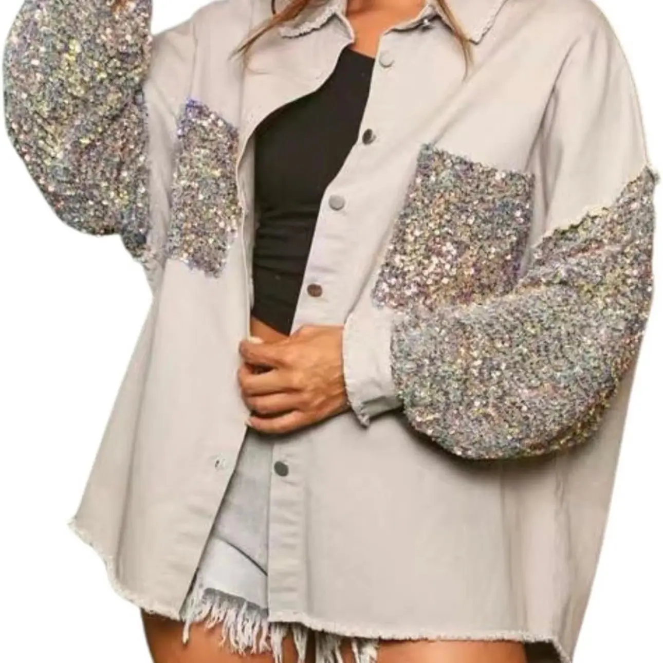 Sequin Sleeve Shacket